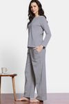 Zivame The Weekender Knit Cotton Pyjama Set - Medieval Blue — thumbnail 3
